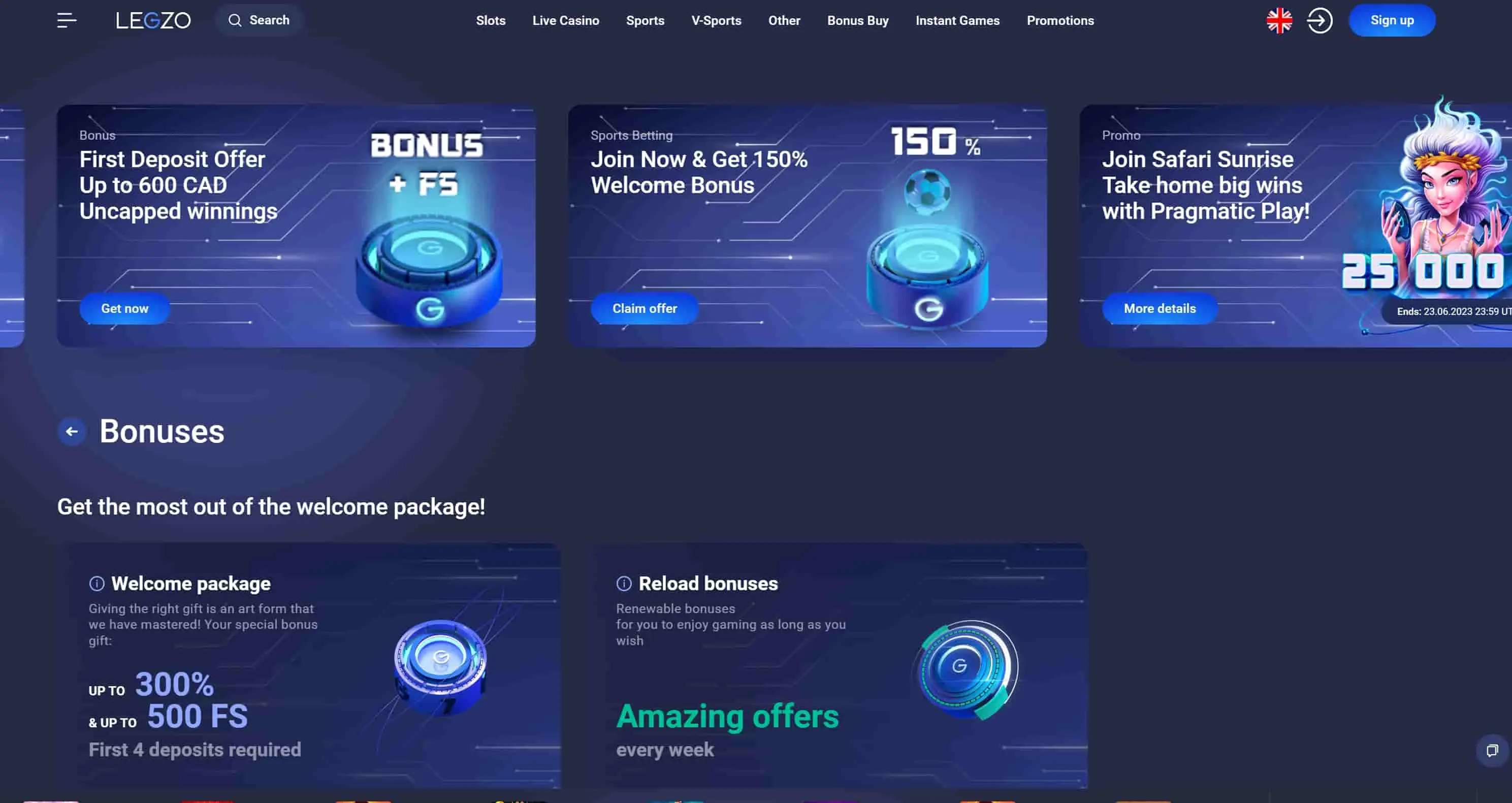 Legzo Casino bonus