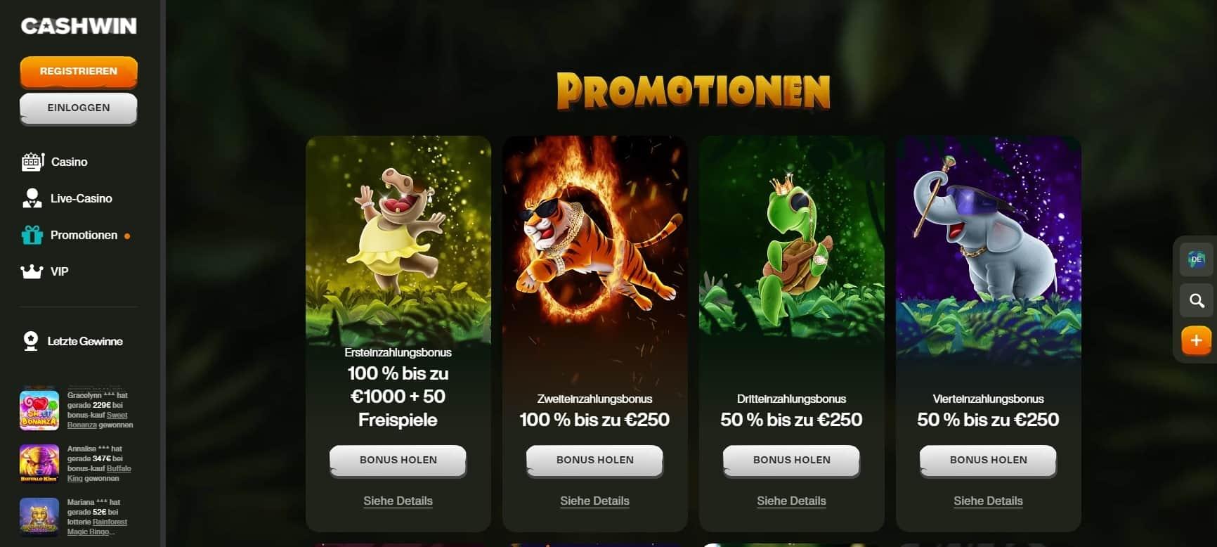 Cashwin Casino Willkommensbonus