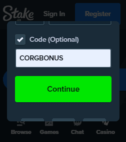 Stake.us promo code CORGBONUS.png