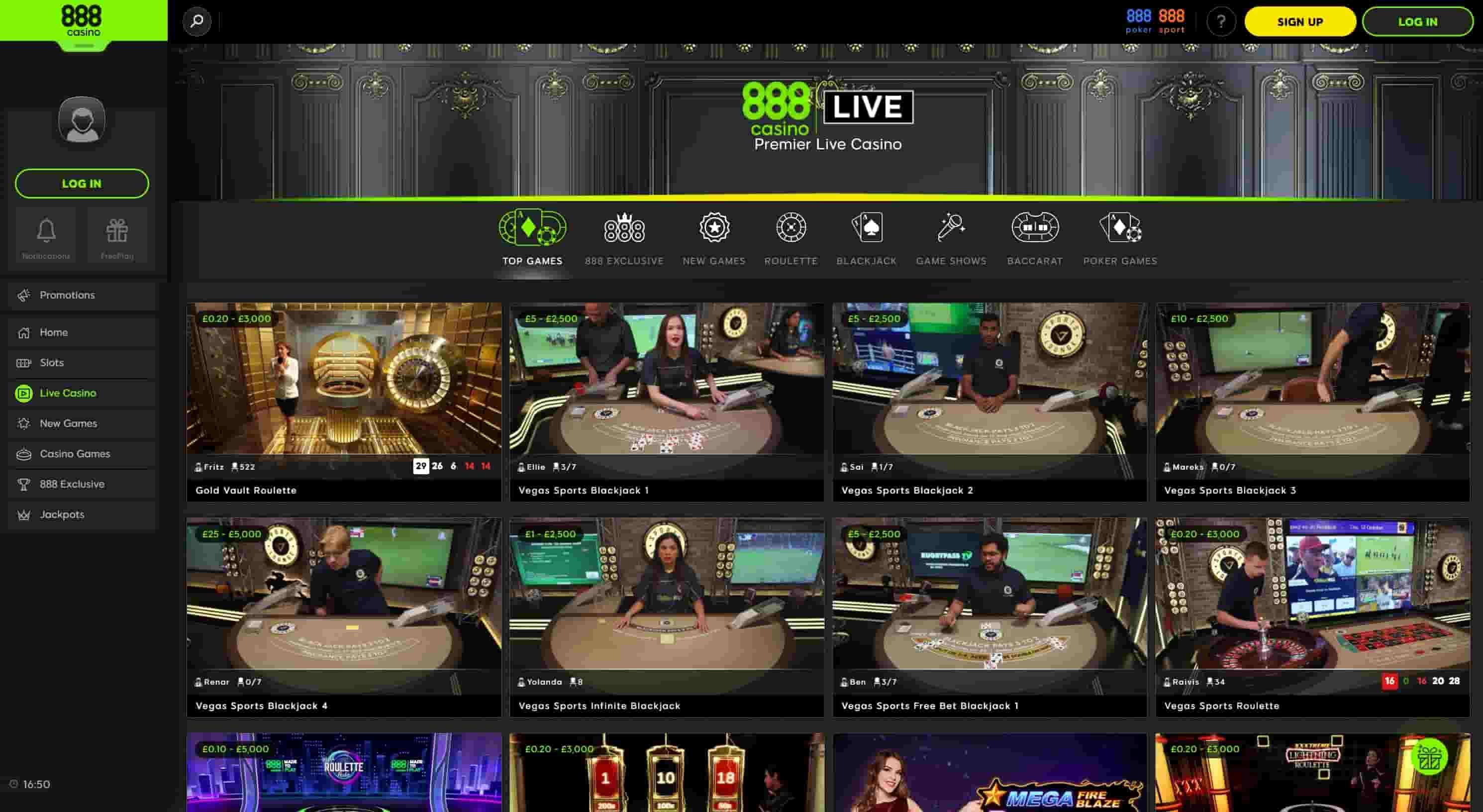 888 live casino