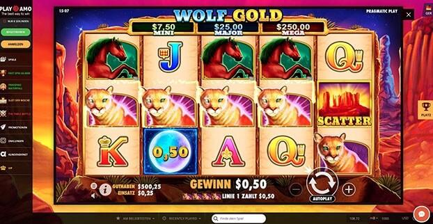 Screenshot of wolf gold playamo Thumbnail