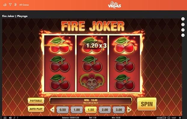 Screenshot of fire joker Slotty Vegas Thumbnail