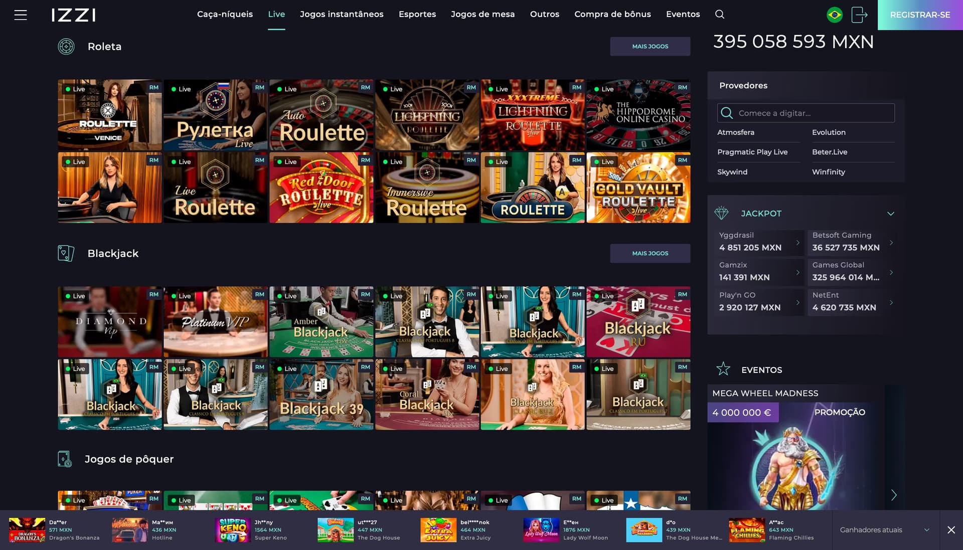 Izzi Casino Live Games