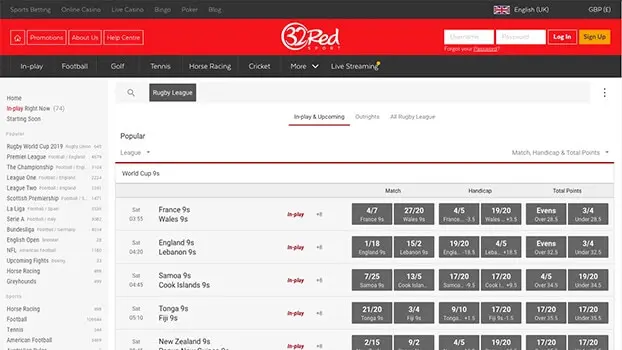 Screenshot of 32red Rugby Thumbnail