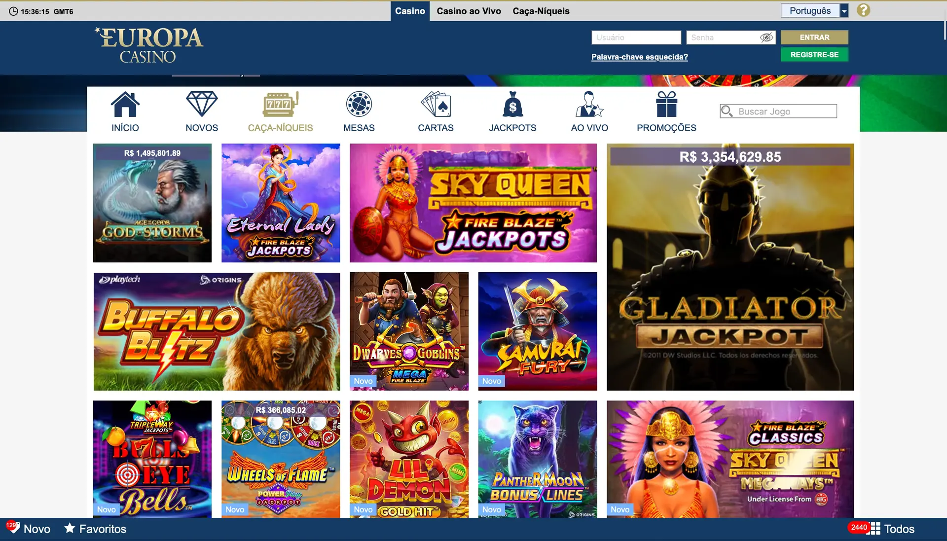 Europa Casino BR Slots Screenshot Thumbnail