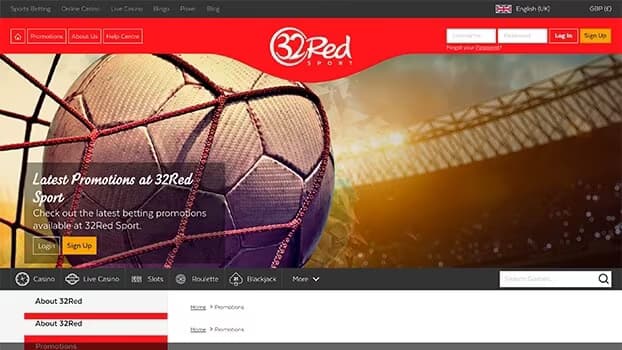 Screenshot of 32red Homepage Thumbnail