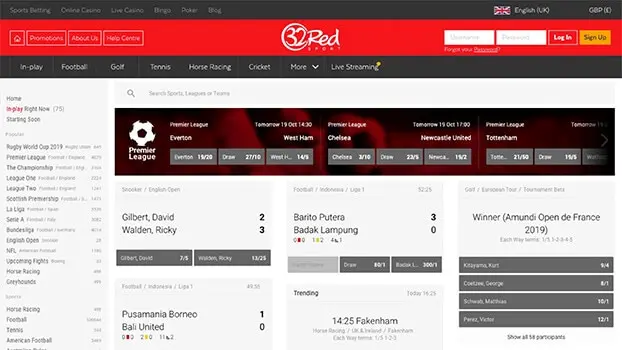 Screenshot of 32red Footbal Thumbnail