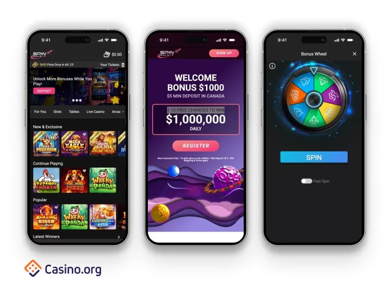 Spin Galaxy mobile casino screenshots