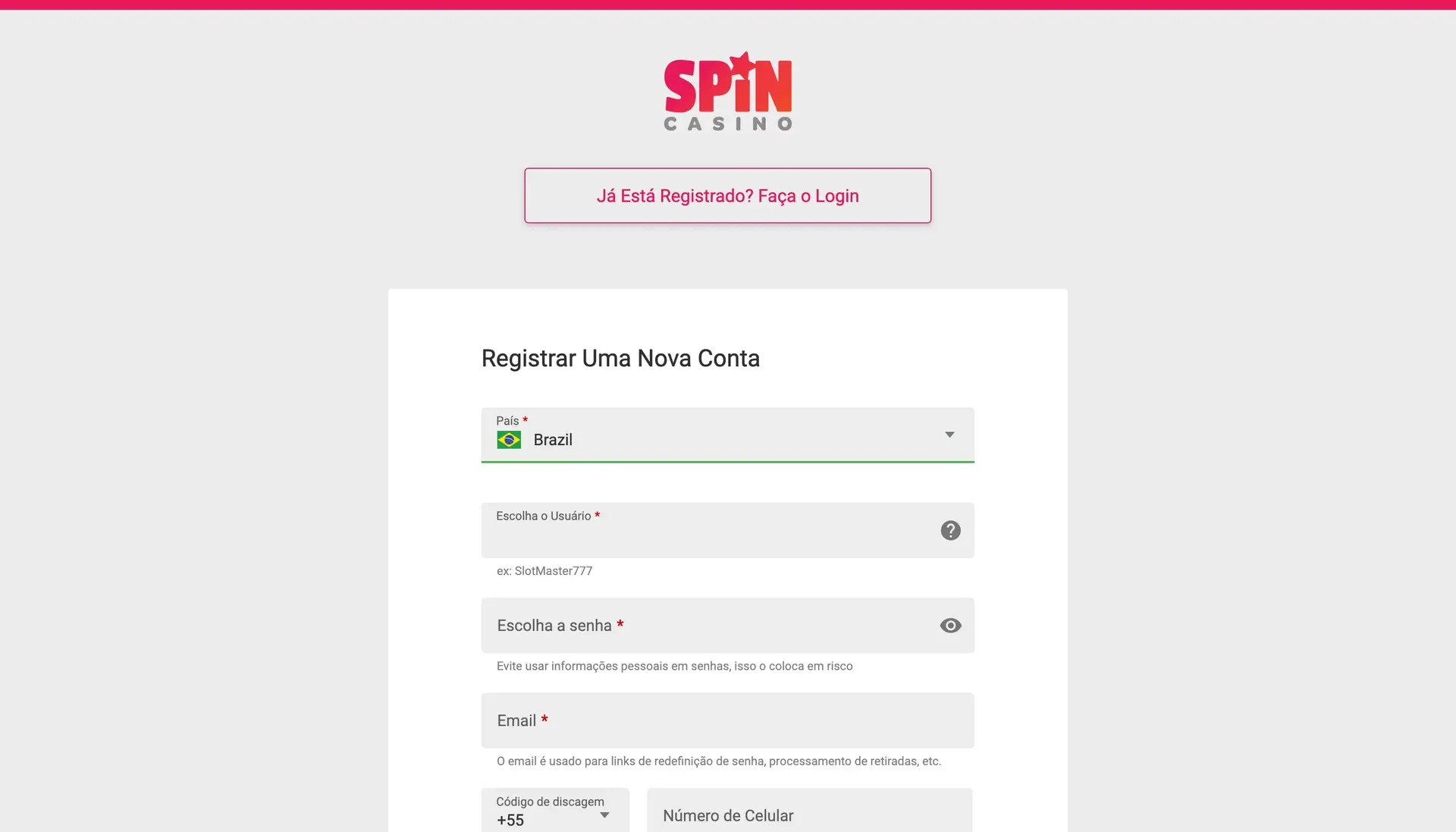 Spin Casino Sign Up