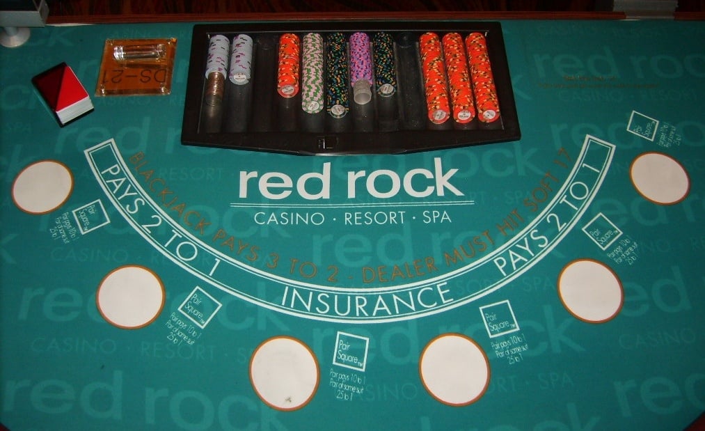 Typical blackjack table with the side bet option
