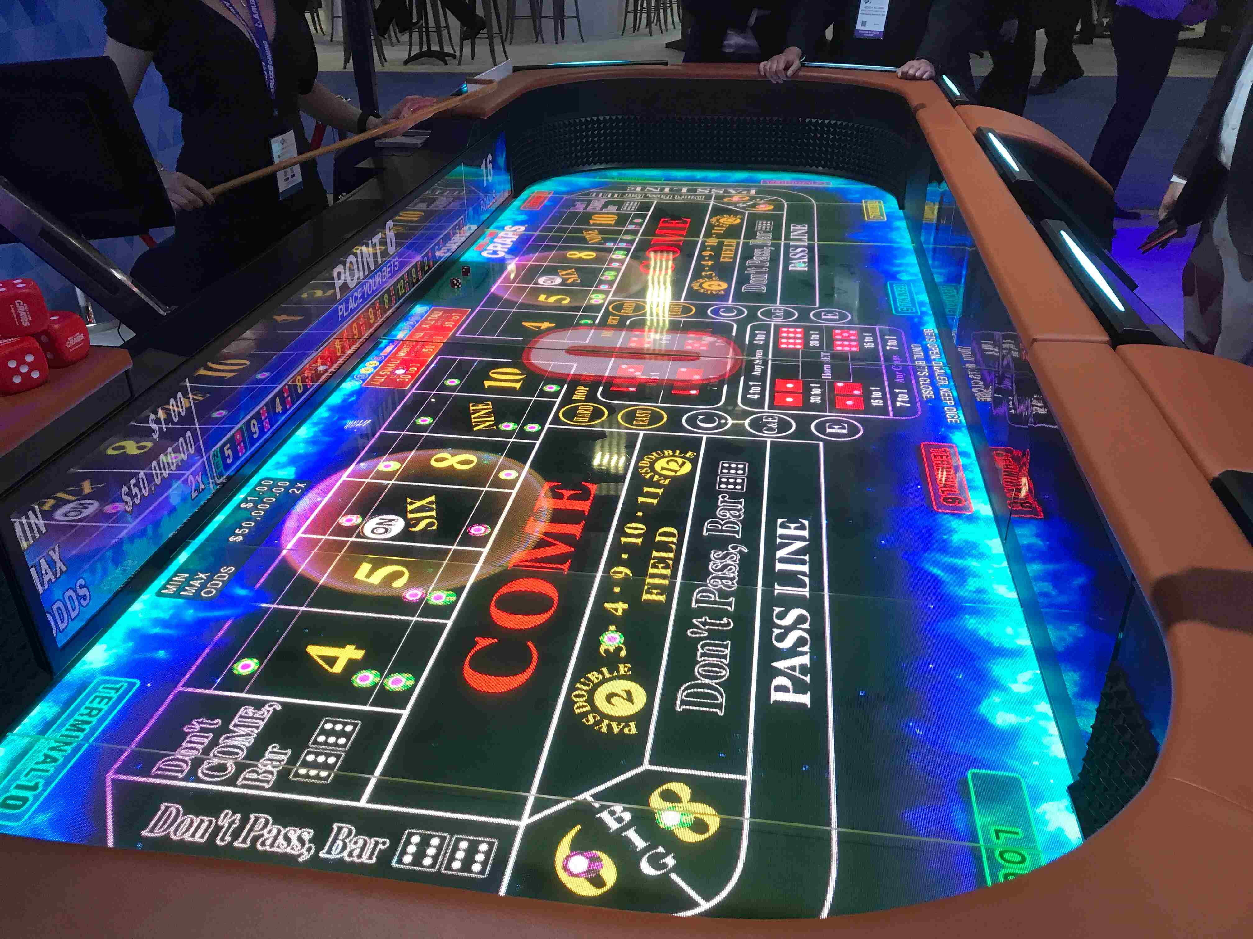 Electronic craps table with field bet shown