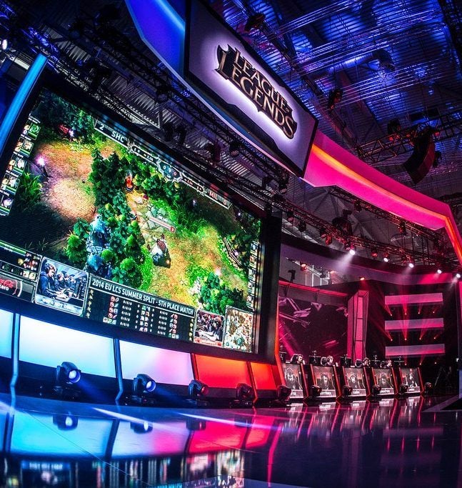 The gaming stage at an eSports League of Legends event