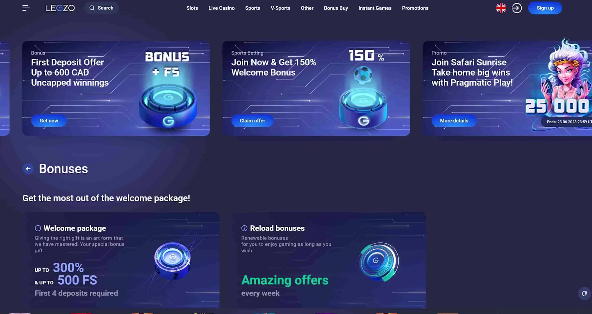 Legzo Casino bonus