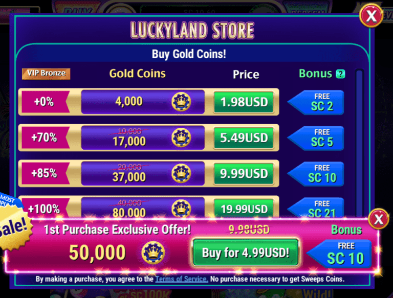 LuckyLand Slots first purchase offer