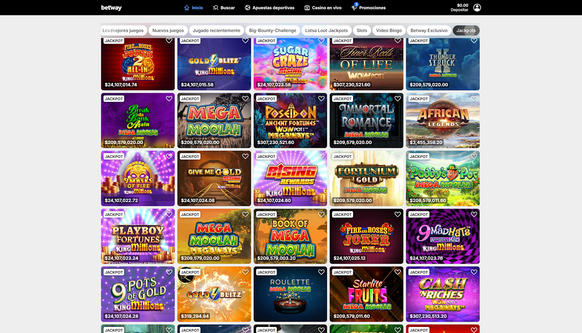 Betway MX Jackpots