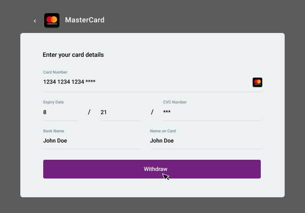 Withdrawal Mastercard Step 3