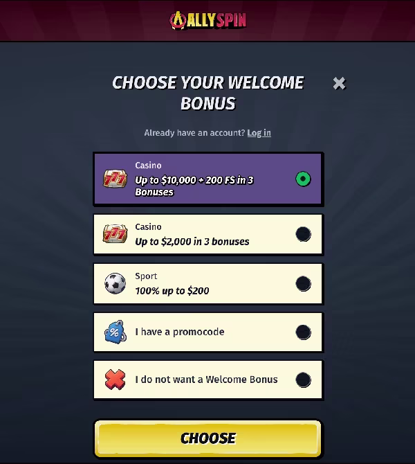 AllySpin Sign Up Step 3