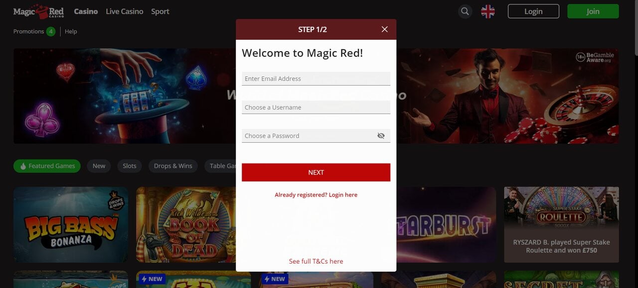 magic red sign-up