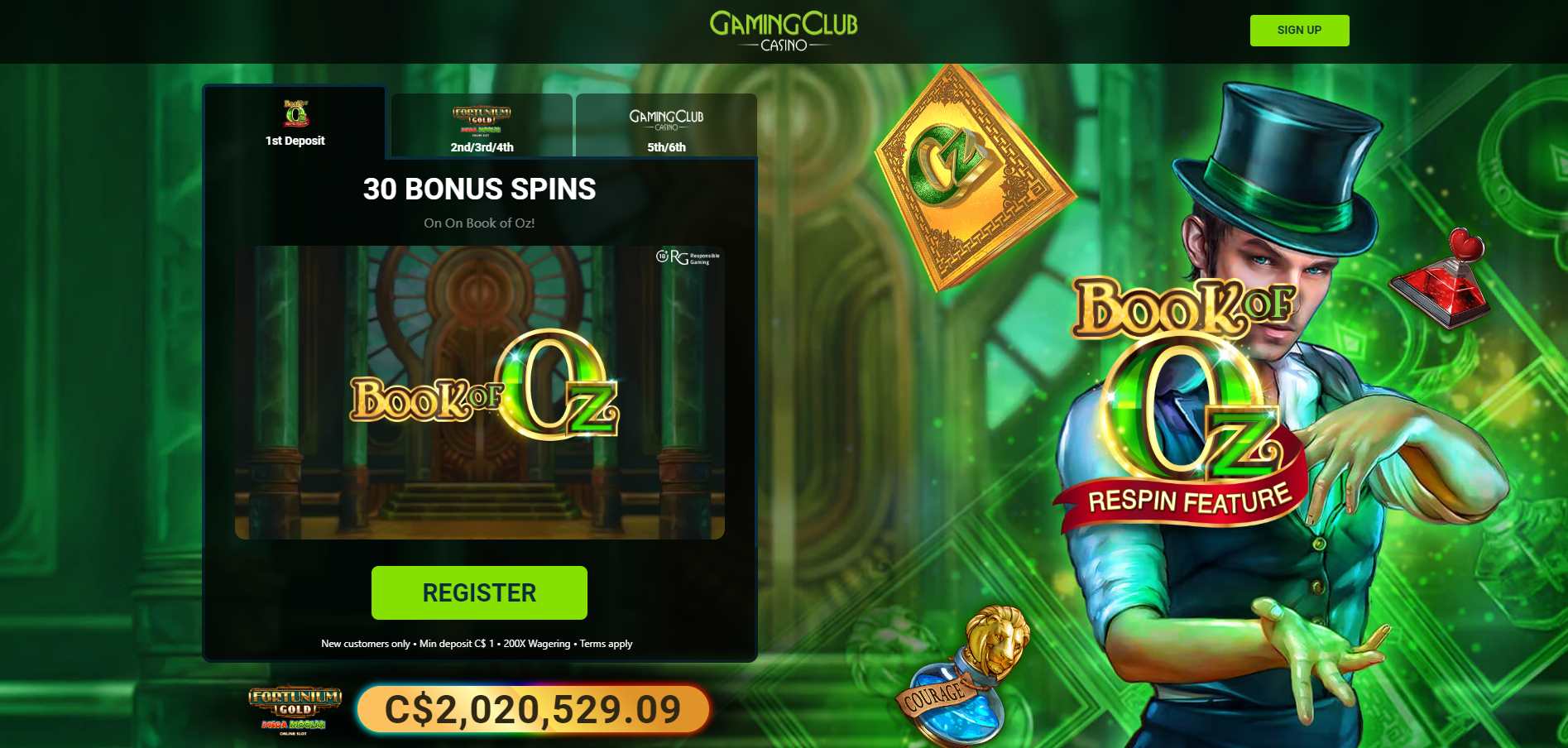 Gaming Club - Free spins for $1