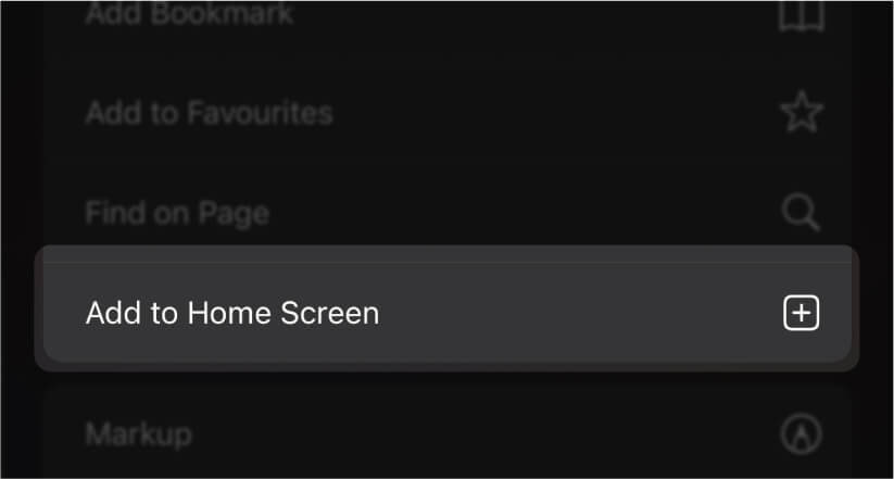 Select - Add to Home Screen