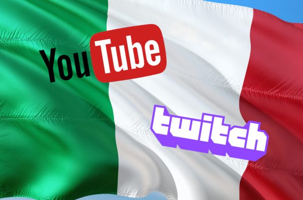 Fahne Italien, YouTube- und Twitch-Logo