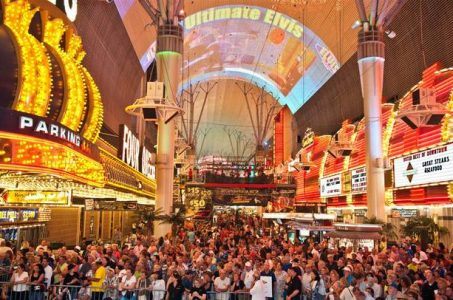 Fremont Street in downtown Las Vegas is becoming a popular tourist destination.