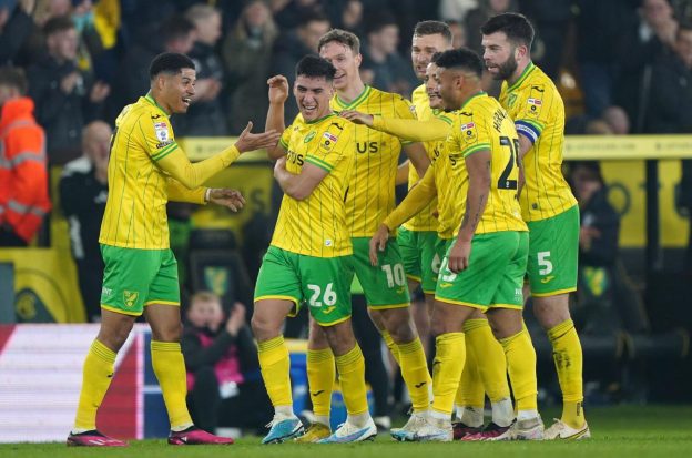 Norwich City FC celebrates a goal in its game against Birmingham