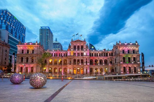 Star Entertainment's Treasury Brisbane casino at dusk