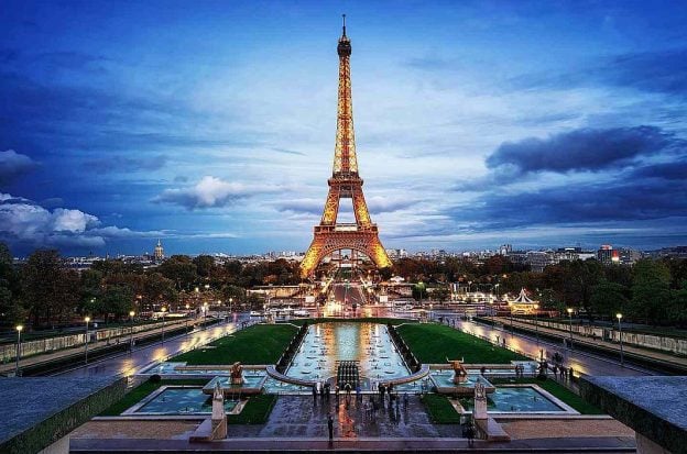 The Eiffel Tower in Paris, France, at night