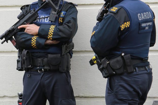 Armed Irish police officers on patrol