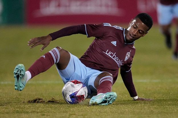 Max Alves of the Colorado Rapids on the soccer field