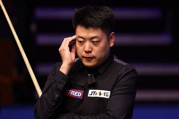 Chinese snooker player Liang Wenbo during a match with Neil Robertson of Australia