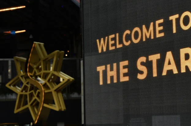 A sign greets visitors to a Star Entertainment casino in Australia