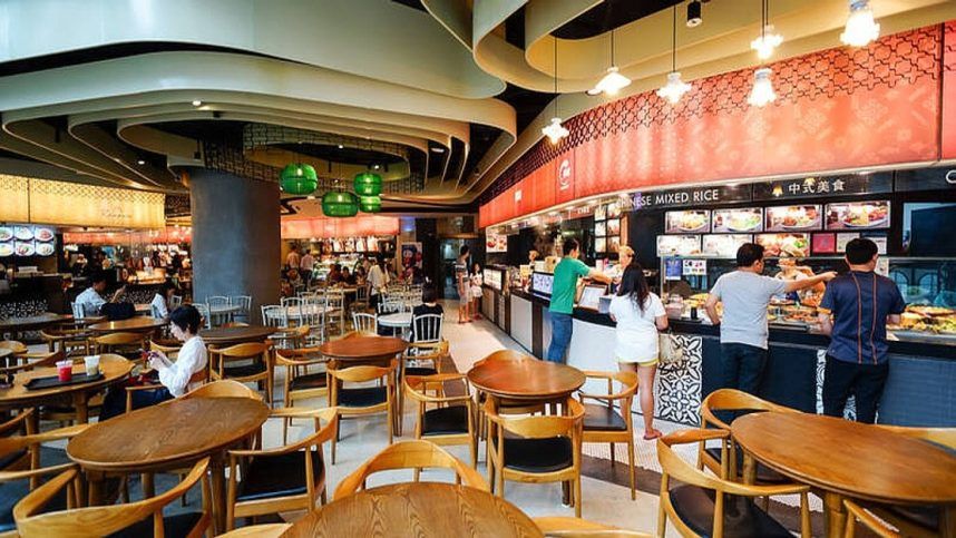 current food court at the south end of the Miracle Mile Shops,