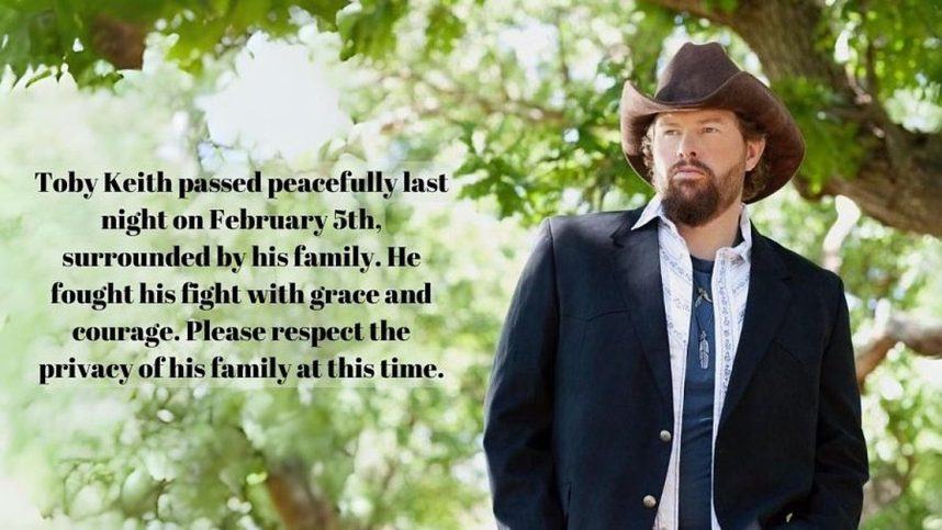 The statement released by Toby Keith's family