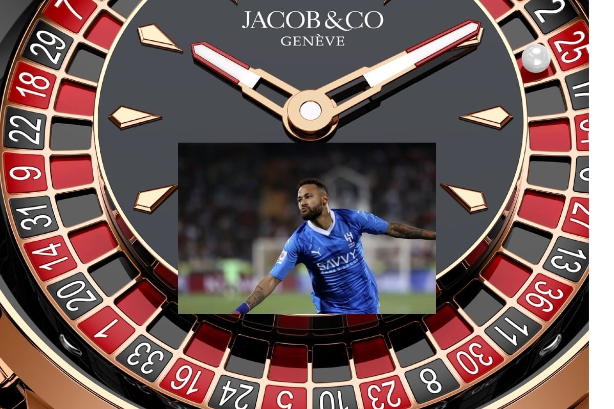 Neymar Sports Expensive Watch With Moving Roulette Wheel