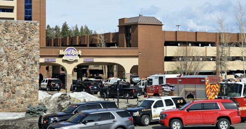 Police and fire vehicles at Hard Rock Hotel & Casino Lake Tahoe