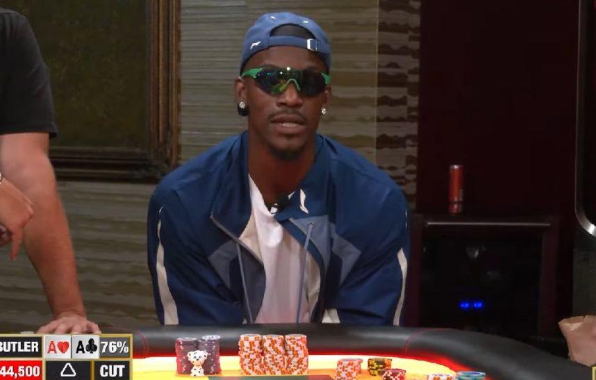 The Miami Heat’s Jimmy Butler’s first and – according to Nick Vertucci – last appearance on Hustler Casino Live, above. The NBA player refused to take part in the game until Neymar arrived and was consistently rude, Vertucci claimed. (Image: Hustler Casino Live) 