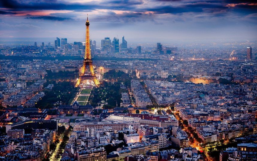 An aerial view of Paris with the Eiffel Tower taking center stage. French lawmakers are considering expanding casino gambling to the internet to grow tax revenue.