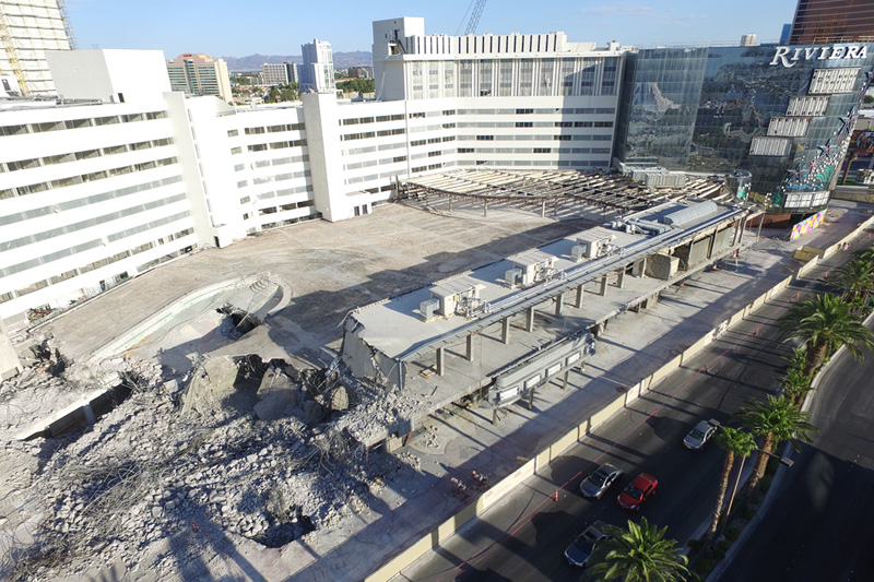 The abandoned pool above the Riviera hotel-casino, 2901 Las Vegas Blvd.  South. The pool leaked over the casino and was drained. The resort will  close Monday, May 4, to make room for