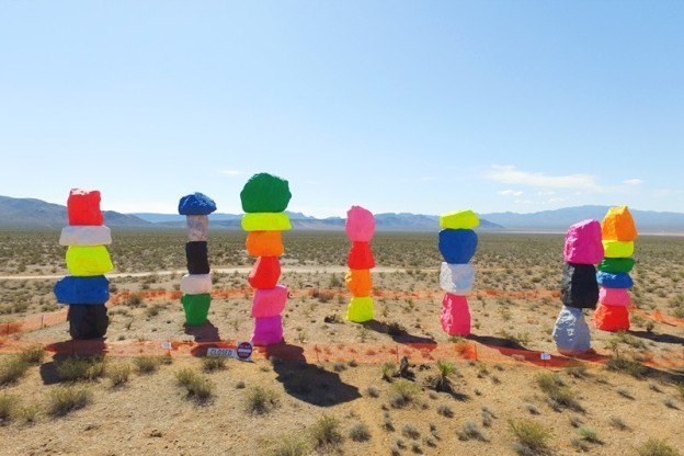 Seven Magic Mountains Adds Color to Desert Near Las Vegas