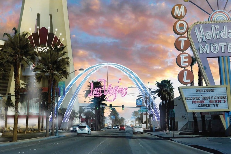 8 News Now on X: NEWEST NEON SIGN LIGHTS UP: The new Gateway Arches  welcome visitors to downtown Las Vegas. Check it out! #8NN @CityOfLasVegas    / X