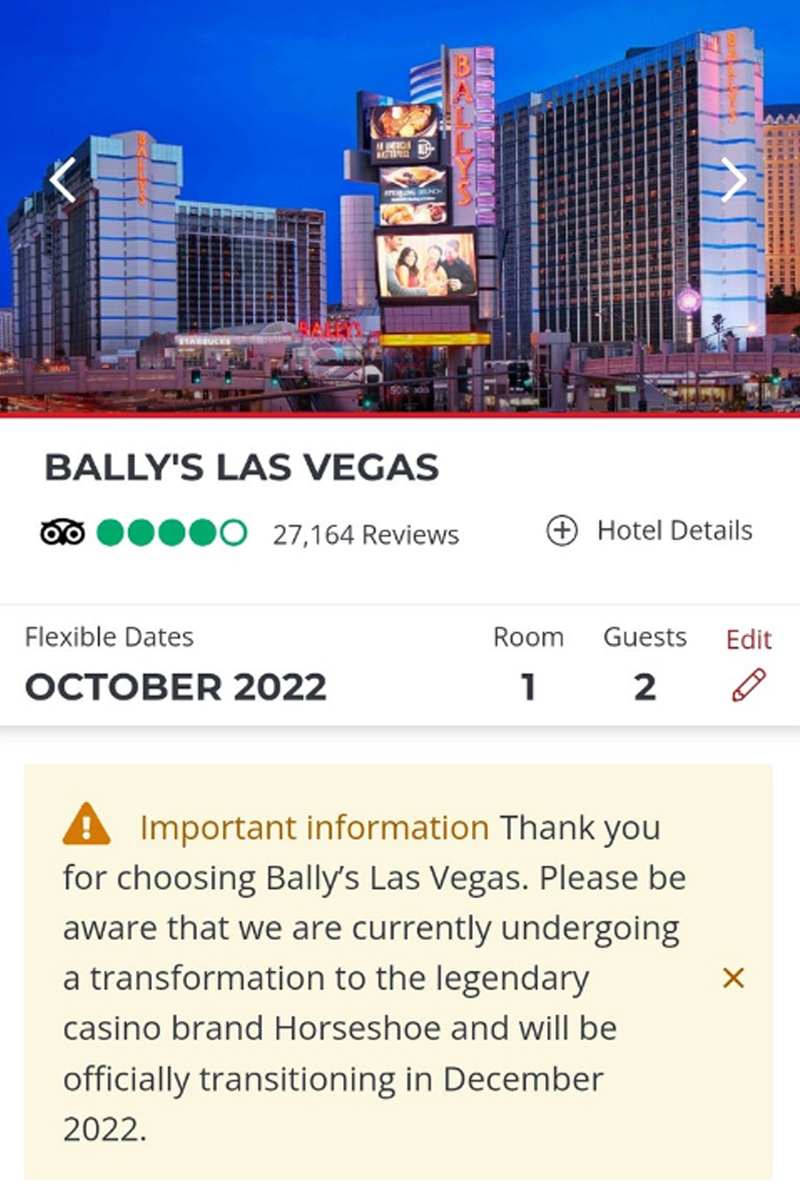 Bally's Officially Horseshoe in December 2022 Vital Vegas