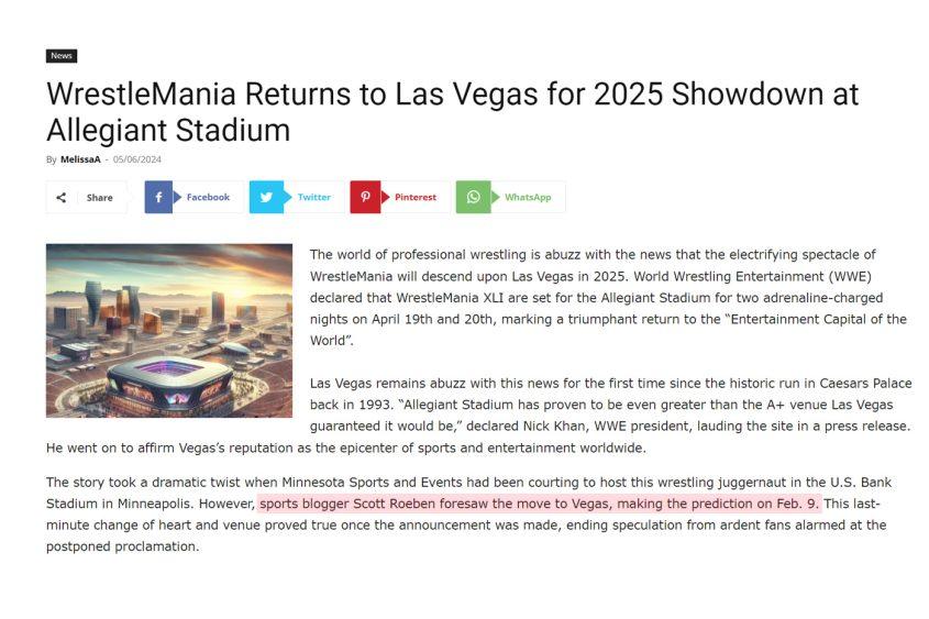 Confirmed WrestleMania Returns to Las Vegas in 2025 Vital Vegas